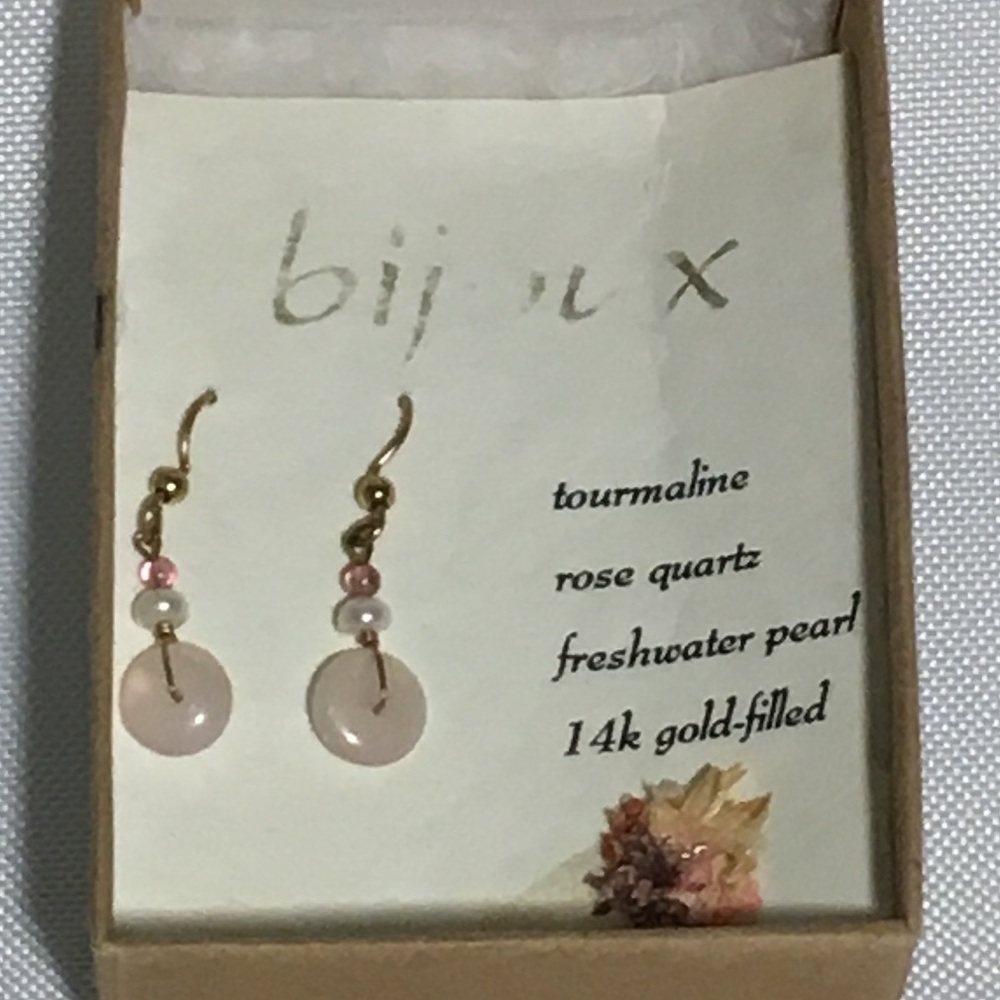 Tourmaline Rose Quartz Freshwater Pearl Earrings